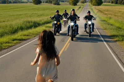 Corrió descalza por la carretera gritando que estaban golpeando a su madre… lo que hicieron los motociclistas cambió el destino de una familia para siempre El asfalto ardía bajo sus pies pequeños, pero más ardía el miedo en su garganta.